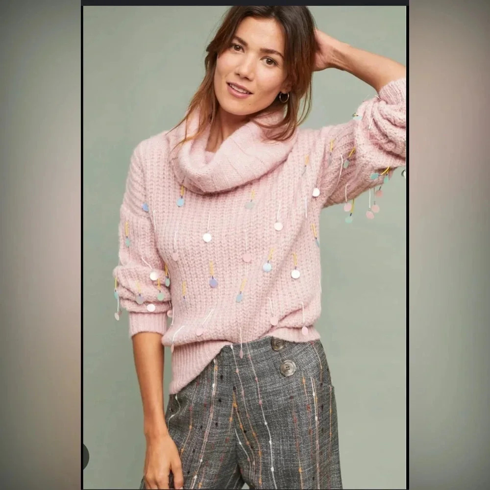Anthropologie Child Of The Universe Sequin Turtleneck Sweater